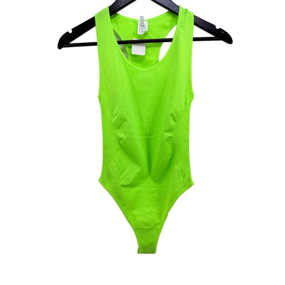 Neon Green Bodysuit Basic Layering Piece-90s Style One Size Fits S-M-L - Picture 1 of 5